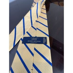 Brooks Brothers 346 Men's Silk Tie‎ Yellow Blue Striped, Made in USA